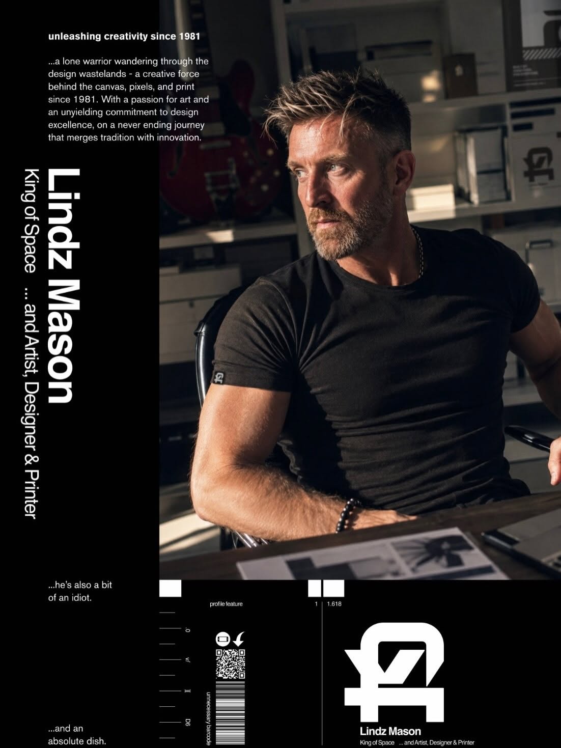 Lindz Mason profile feature: portrait of the designer in his studio